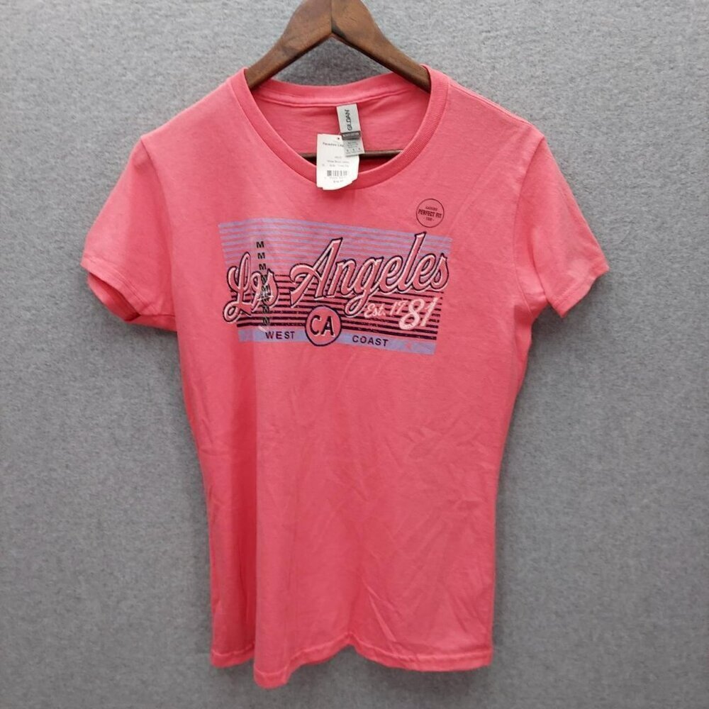 Los Angeles Graphic Tee Coral Pink‎ M Size Gildan Heavy Cotton